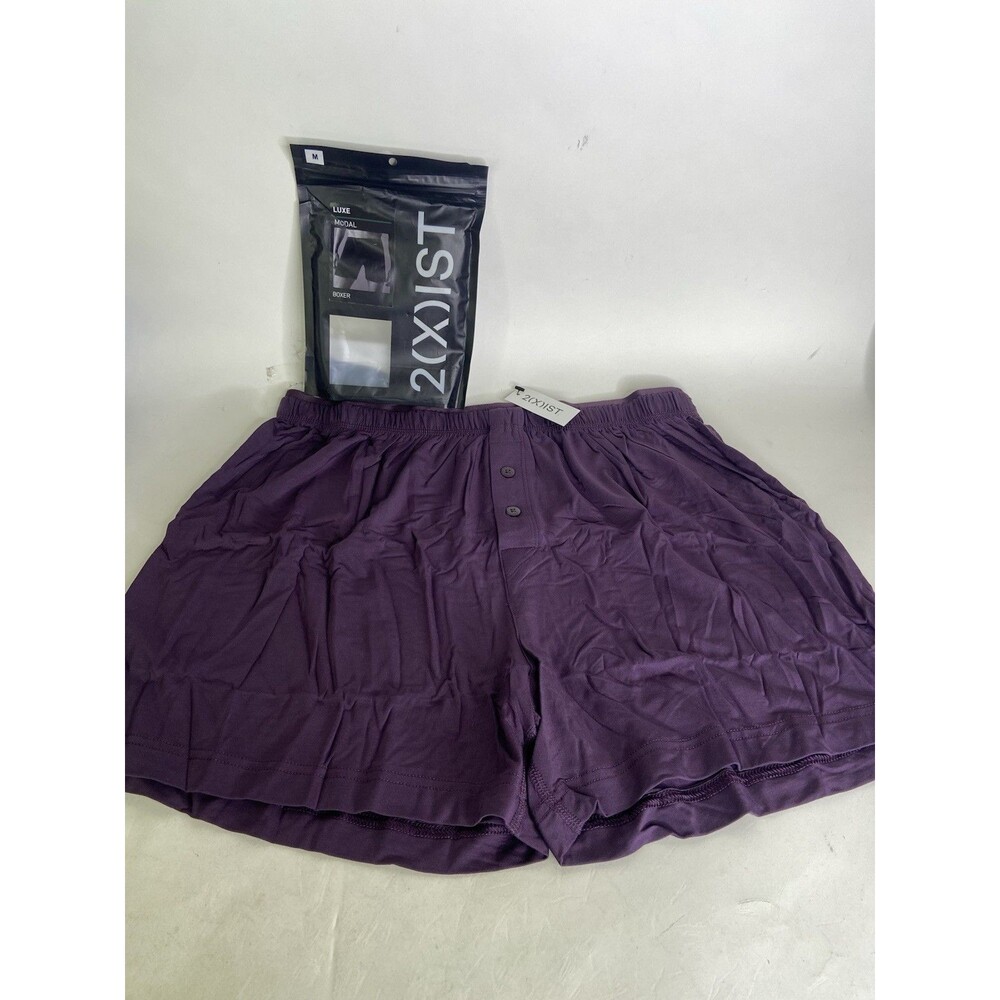 2xist Modal Luxe Knit Boxer Shorts Underwear Plum Purple Mens Size M